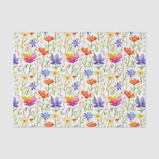 Colourful Wildflowers in a Field Tissue Paper (Front)