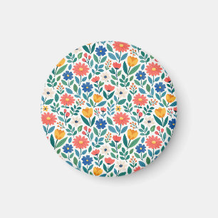 Colourful Wildflowers in Scandinavian Style Magnet