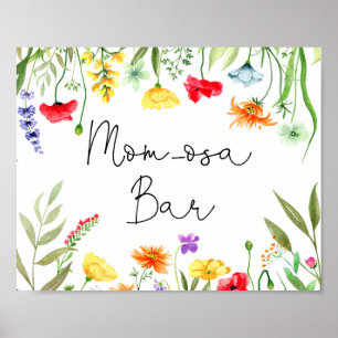 Colourful wildflowers Mom-osa mimosa bar sign