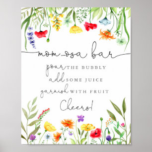Colourful wildflowers Mom-osa mimosa bar sign