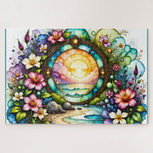 Colourful Wildflowers Ocean Portal Jigsaw Puzzle
