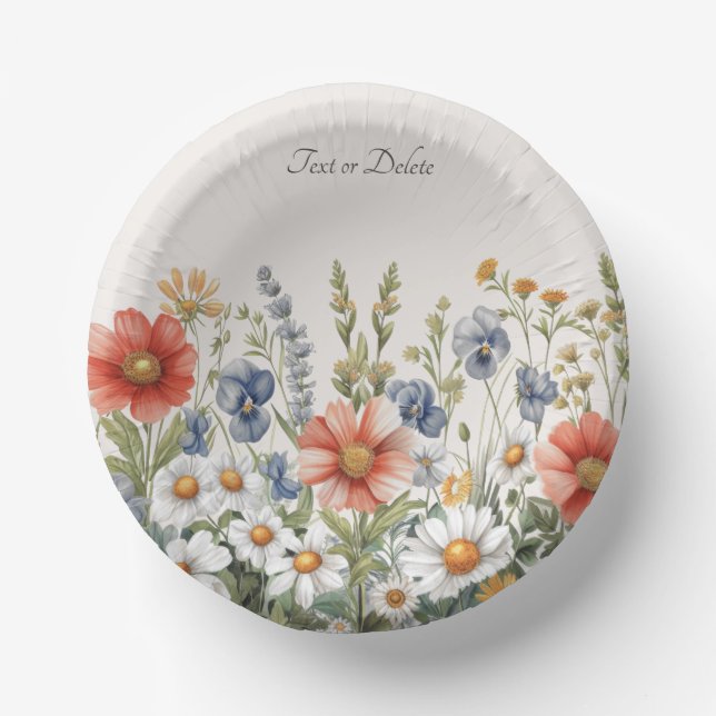 Colourful Wildflowers Paper Plate (Front)