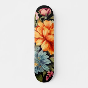 Colourful Wildflowers Pattern Skateboard 