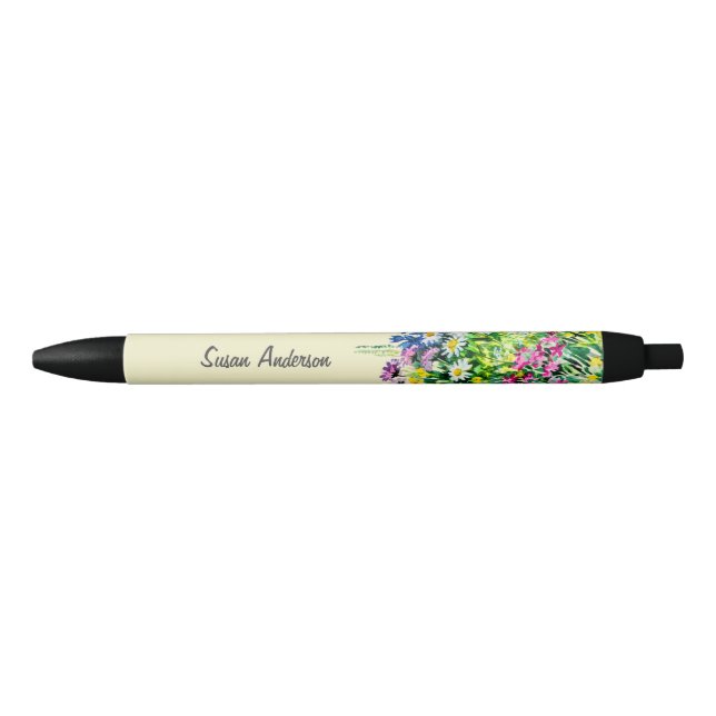 Colourful wildflowers pencil black ink pen (Front)