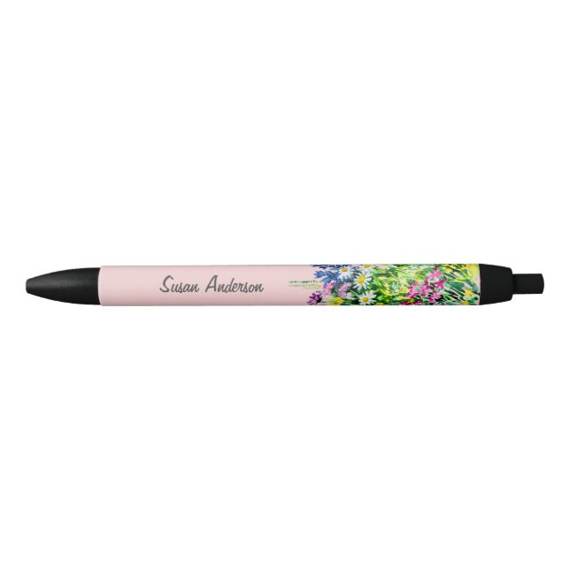 Colourful wildflowers pencil black ink pen (Front)