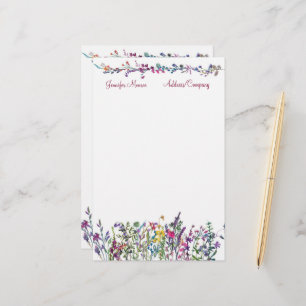 Colourful wildflowers personalized stationery