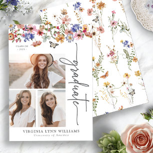 Colourful Wildflowers Photo Graduation Announcement