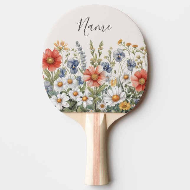 Colourful Wildflowers Ping Pong Paddle (Front)