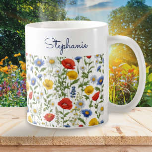 Colourful Wildflowers Pretty Floral Personalized Coffee Mug