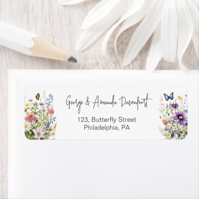 Colourful Wildflowers Return address label (Insitu)