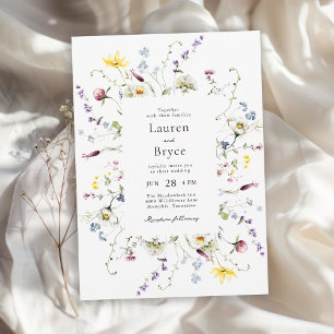 Colourful Wildflowers Romantic Botanical Wedding Invitation