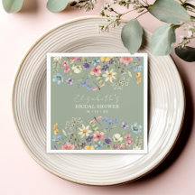 Colourful Wildflowers Sage Green Bridal Shower