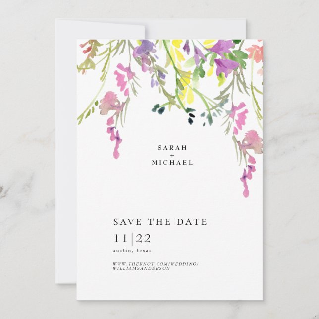 Colourful Wildflowers Save The Date (Front)