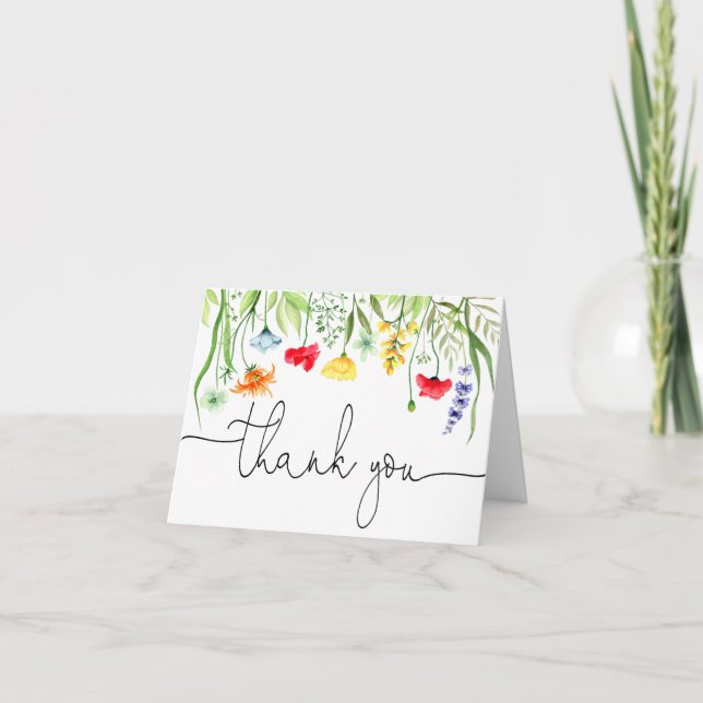Colourful wildflowers spring florals Thank You Car (Front)