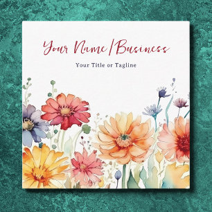 Colourful Wildflowers Vibrant Flower Garden Floral Square Business Card