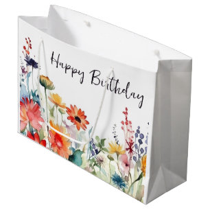 Colourful Wildflowers Vibrant Flowers Birthday Large Gift Bag