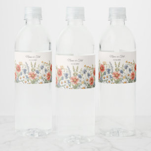 Colourful Wildflowers Water Bottle Label