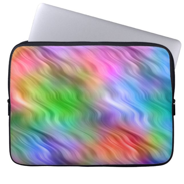 Colourful Wildflowers Wavy Texture Laptop Sleeve (Front)