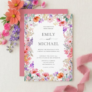 Colourful Wildflowers Wedding Invitation