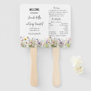 Colourful Wildflowers wedding program fan
