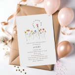 Colourful Wildflowers Wild One Birthday Party Invitation<br><div class="desc">This colourful wildflowers wild one birthday party invitation is perfect for your simple, whimsical, boho rainbow summer celebration. The bright, enchanted pink, yellow, orange, and gold colour florals give this product the feel of a minimalist, elegant, vintage hippie spring garden. The modern design is artsy and delicate, portraying a classic...</div>