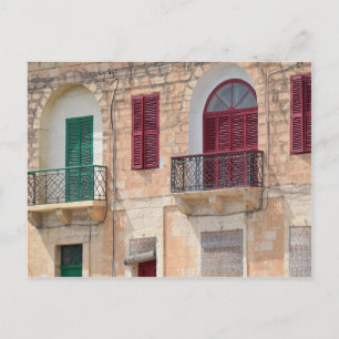 Colourful Window Shutters in Malta Postcard