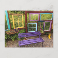 Colourful Windows & Bench Garden Decor
