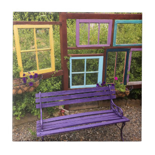 Colourful Windows & Bench Garden Decor Tile