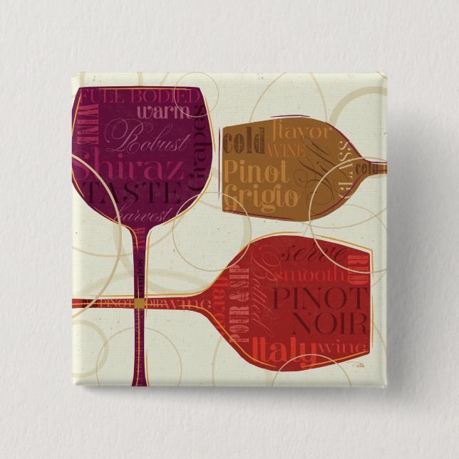Colourful Wine 2 Inch Square Button (Front)