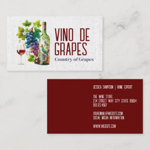Colourful Wine Bottle and Grapes Business Card