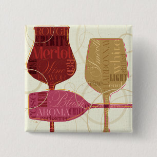 Colourful Wine Glasses 2 Inch Square Button