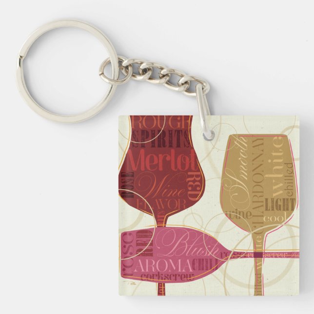 Colourful Wine Glasses Keychain (Front)