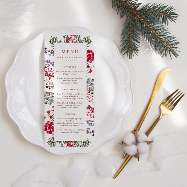 Colourful Winter Berries Frame Wedding Menu (Creator Uploaded)