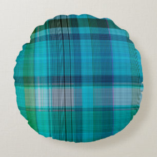Colourful winter masculine seamless plaid texture. round pillow