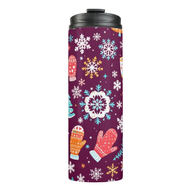 Colourful Winter Pattern Thermal Tumbler (Front)