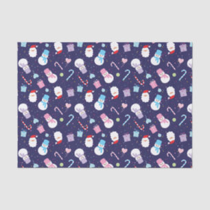 Colourful Winter Snowman Christmas Santa Pattern Tissue Paper