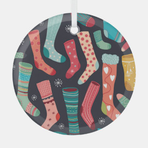 Colourful winter socks, seamless pattern. glass ornament