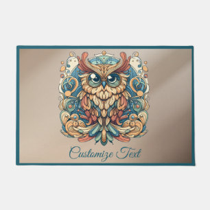 Colourful Wise Owl Personalized Housewarming Gift Doormat