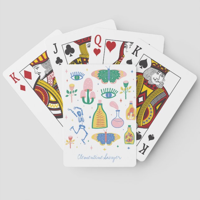 Colourful Witchy Magic Potion Personalized   Playing Cards (Back)