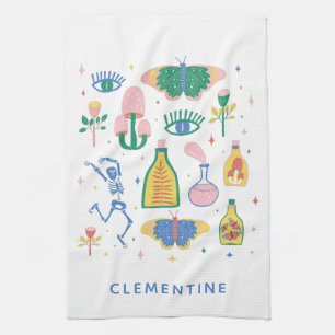 Colourful Witchy Magic Potions Personalized Name  Kitchen Towel