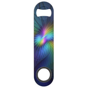Colourful With Blue Modern Abstract Fractal Art Bar Key