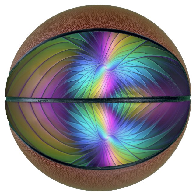 Colourful With Blue Modern Abstract Fractal Art Basketball (Front)