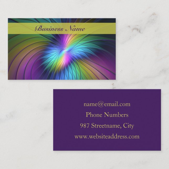 Colourful With Blue Modern Abstract Fractal Art Business Card (Front/Back)