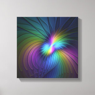 Colourful With Blue Modern Abstract Fractal Art Canvas Print