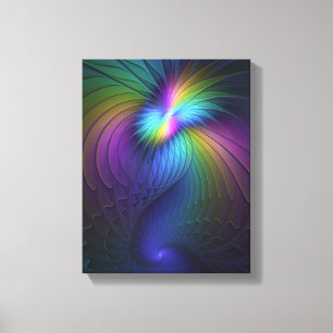 Colourful With Blue Modern Abstract Fractal Art Canvas Print