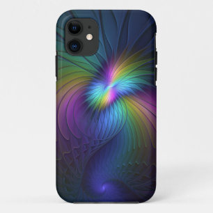 Colourful With Blue Modern Abstract Fractal Art iPhone 11 Case