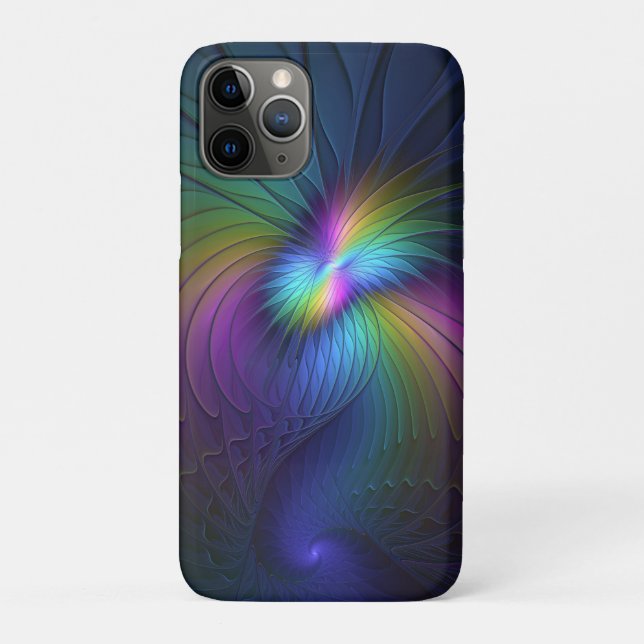 Colourful With Blue Modern Abstract Fractal Art Case-Mate iPhone Case (Back)