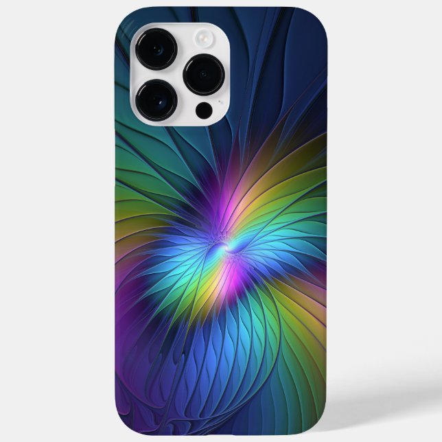 Colourful With Blue Modern Abstract Fractal Art Case-Mate iPhone Case (Back)