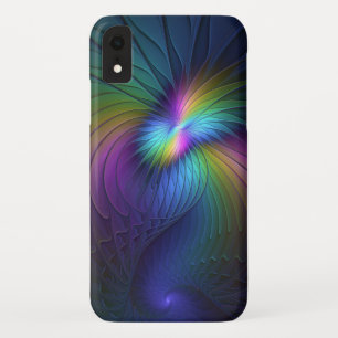 Colourful With Blue Modern Abstract Fractal Art iPhone XR Case