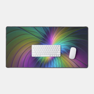 Colourful With Blue Modern Abstract Fractal Art Desk Mat